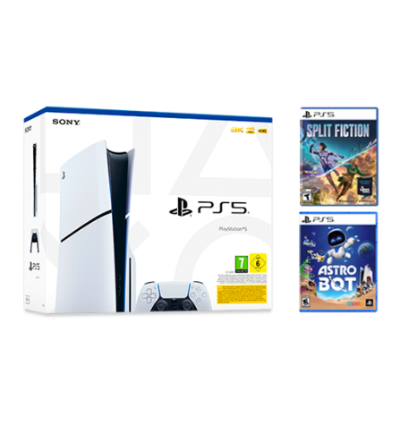 PlayStation 5 Slim + Astro Bot PS5 + Split Fiction PS5, комплект игровая консоль и игра